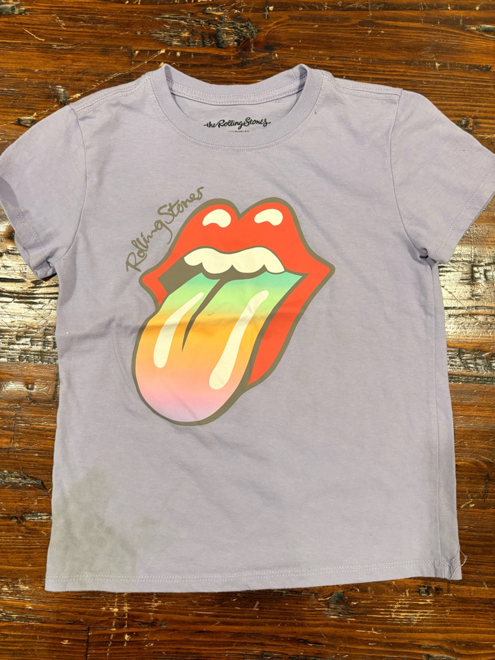 the Rolling Stones light purple Tee with Black Logo Script PLAY CONDITION